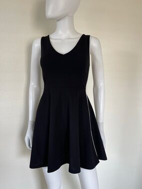 Sleeveless Black V-Neck Skater Mini Dress